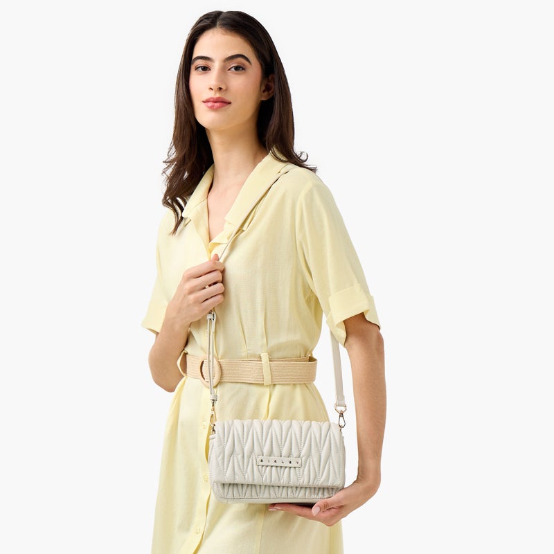 SISLEY حقيبة كروس بودي مبطنة باللون الأبيض للنساء - Image 2
